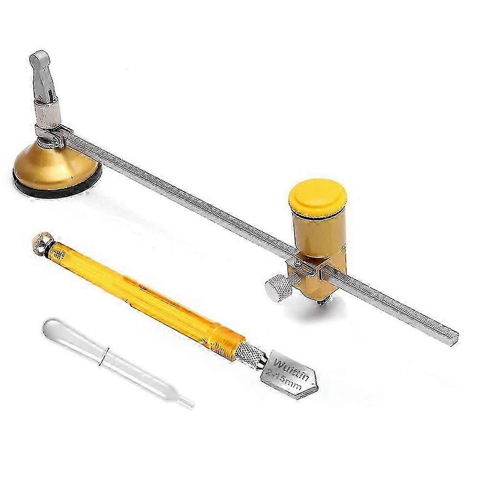 Adjustable Circular Glass Cutter Tool Kit with Suction Cup and Accessories for DIY Glass Cutting Projects