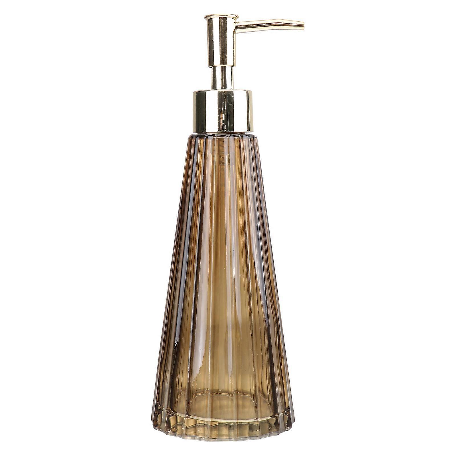 Amber Glass Lotion Bottle with Gold Pump – Compact Dispenser for Liquid Soap, Essential Oils, and Bath – Easy to Clean, European Style Container for