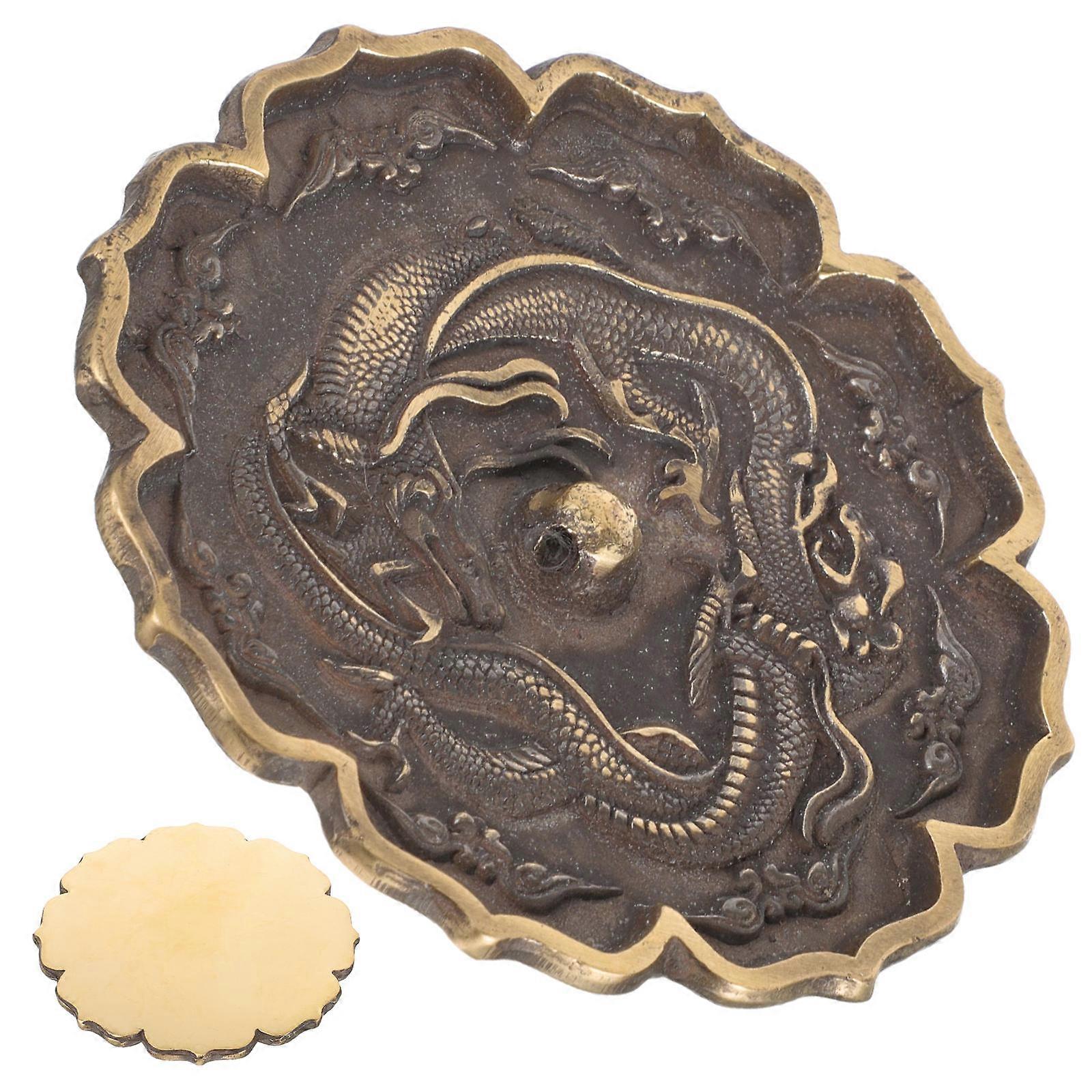 Copper Mirror Ornament Chinese Style Home Decor Feng Shui Protection 8.5X8.5CM Golden Round Retro Appearance 1Set