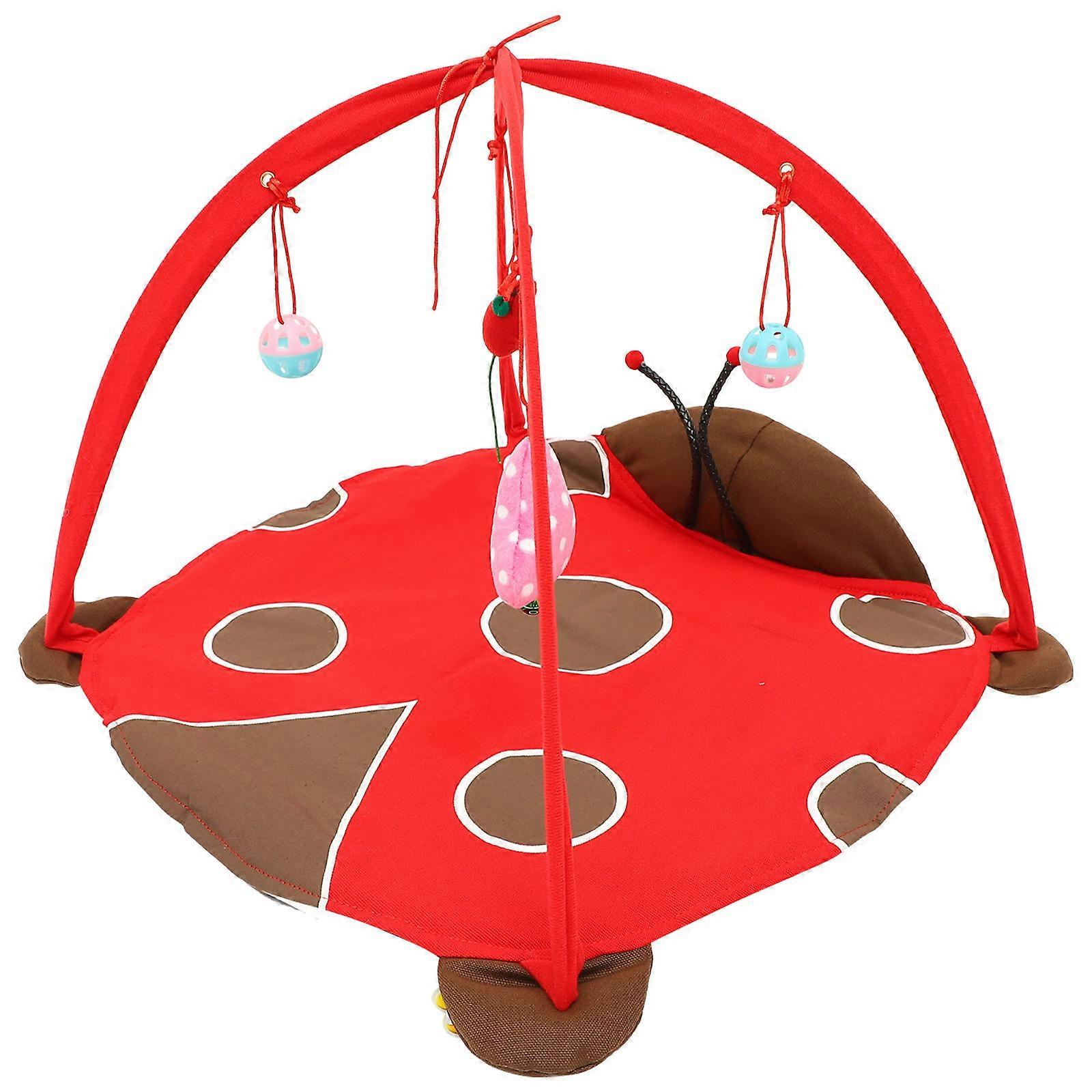 Folding Cat Nest Ladybird Shape House Easy to Carry Storage Friendly Red 20.5x20.5x13.8inch 1Pack