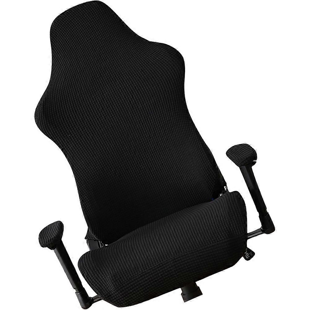 Stretchable Gaming Chair Cover with Back, Seat and Armrest Protectors Fleece Slipcover for Office and Computer Swivel Chairs