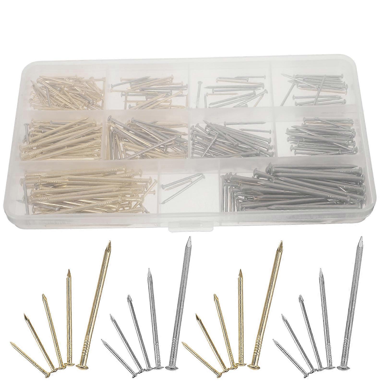400pcs Assorted Wall Hanging Nails for Picture Frames   Gold & Silver, Easy Install, Sturdy for Artwork & Decor