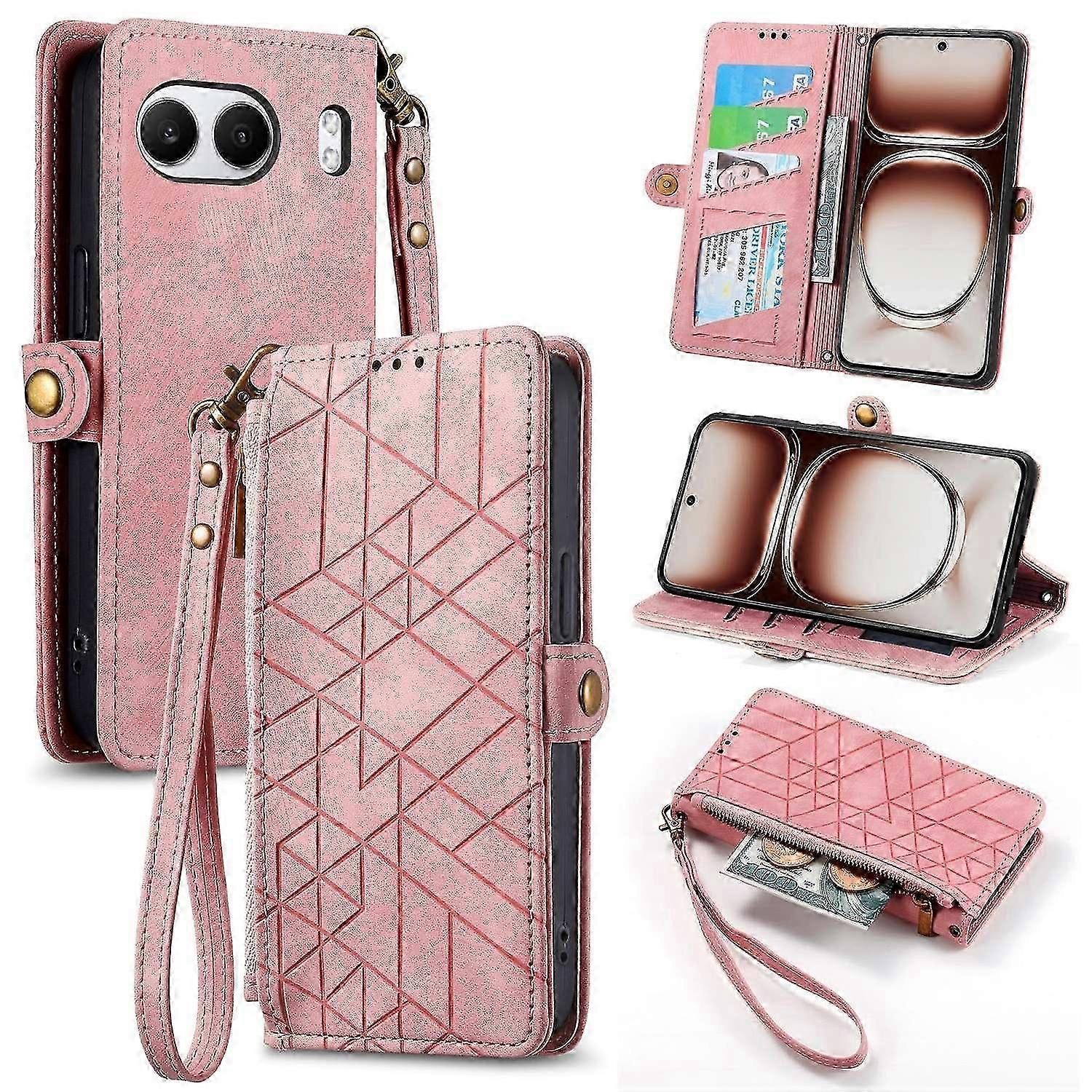 For Oneplus Nord 4 Case Zipper Wallet Geometry Lines Leather Phone Cover