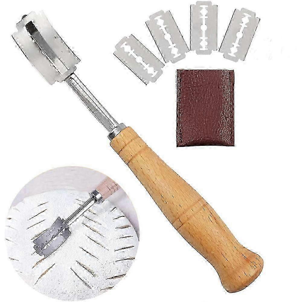 Precision Scoring Tool For Dough, Hand Crafted Bread Lame Stainless Steel Stick Ergonomic Handle, Artisan Bread-making Dough Scoring Knife With