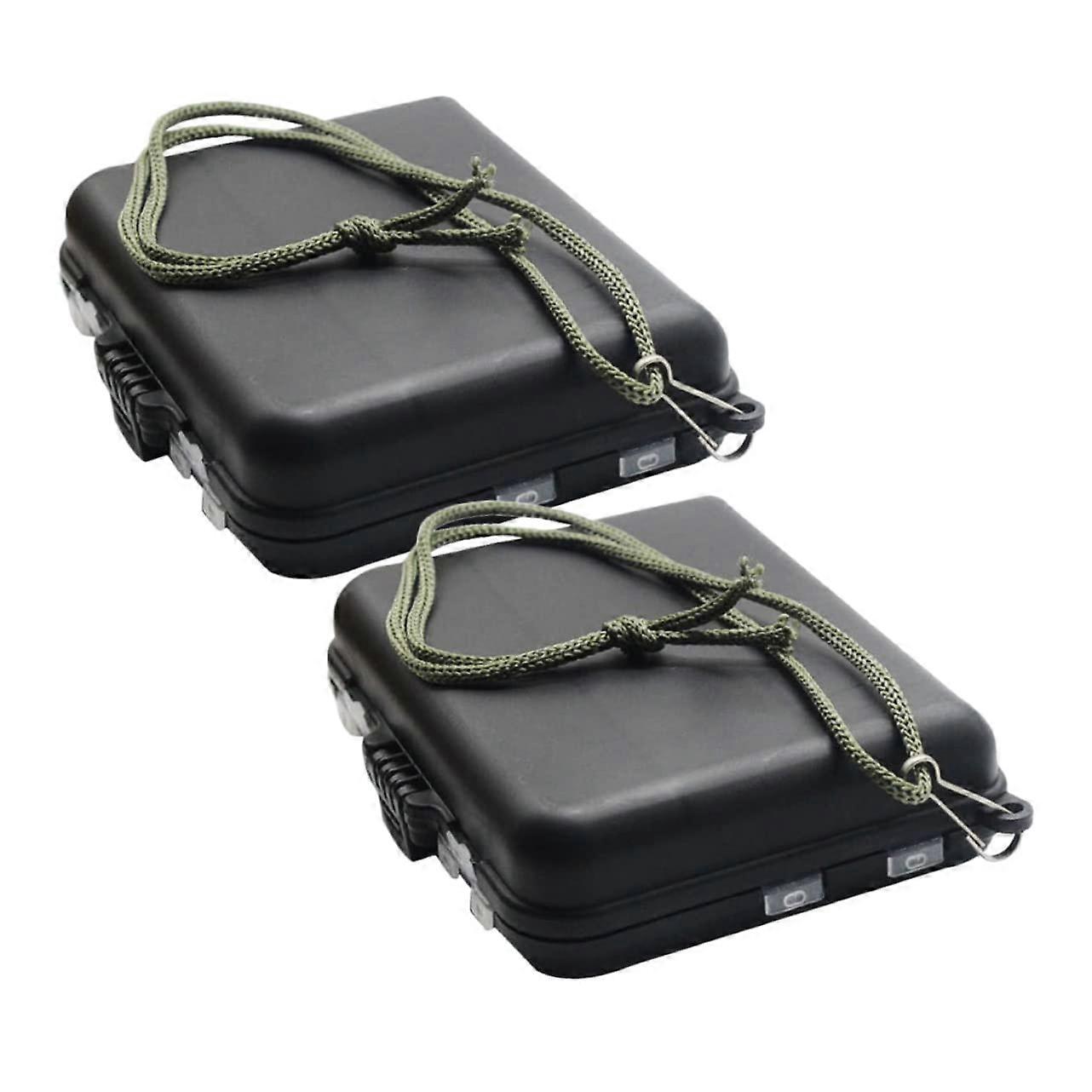 Fishing Hook Organizers - 2-Piece Portable PVC Tackle Storage Container in Black for Fishing Gear and Bait