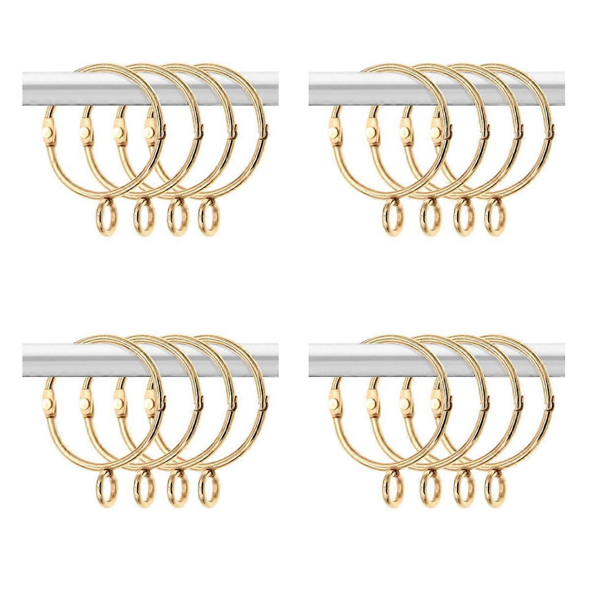 80 Pcs Openable Gold Curtain Rings Open and Close Metal Rustproof Drapery Loops with Eyelet for Hook