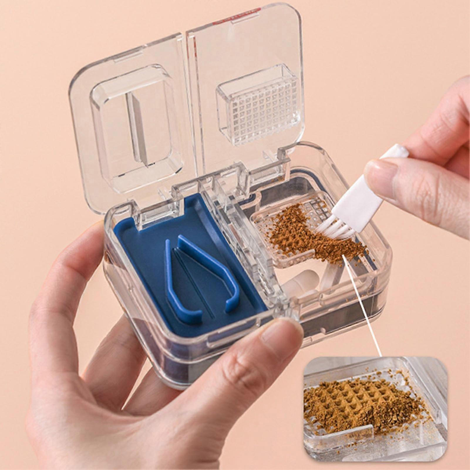 Tablet Pill Splitter & Grinder Tool with Storage Box - Red, 3-in-1 Design