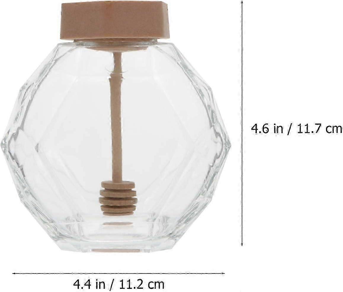 2 Pieces Clear Honey Storage and Serving Bottle in Hexagon Shape