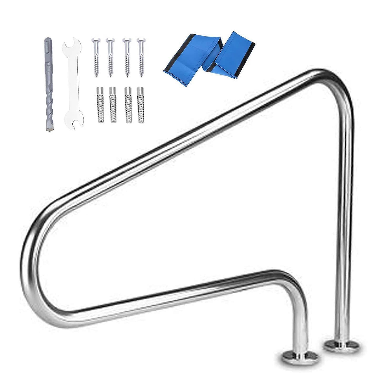 Pool railing, swimming pool handrail, pool railing made of stainless steel, rust, pool handrail humanized, with blue grip cover and drill screws