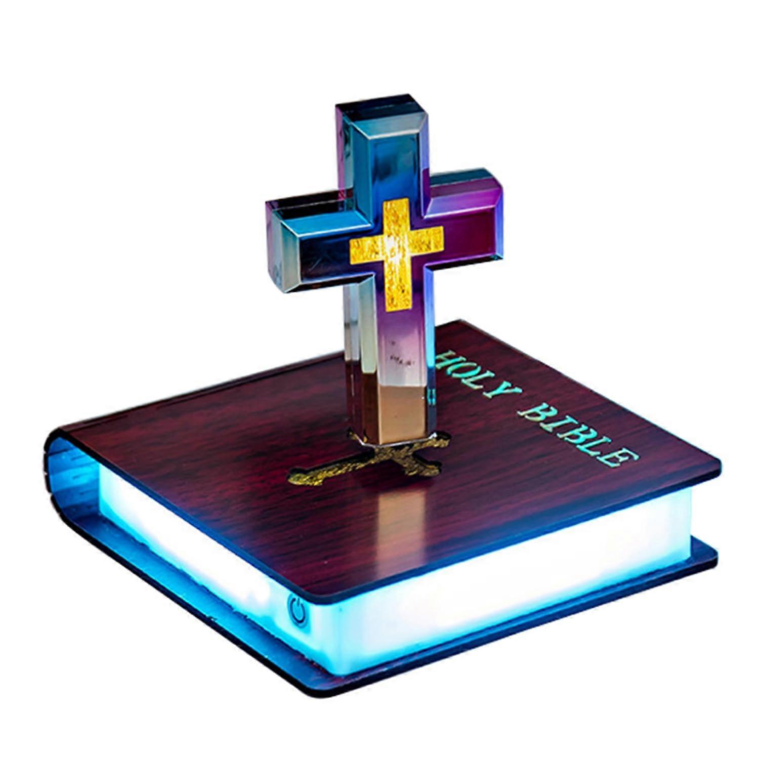 Magnetic Levitation Cross Table Lamp with Luminous Base LED Light
