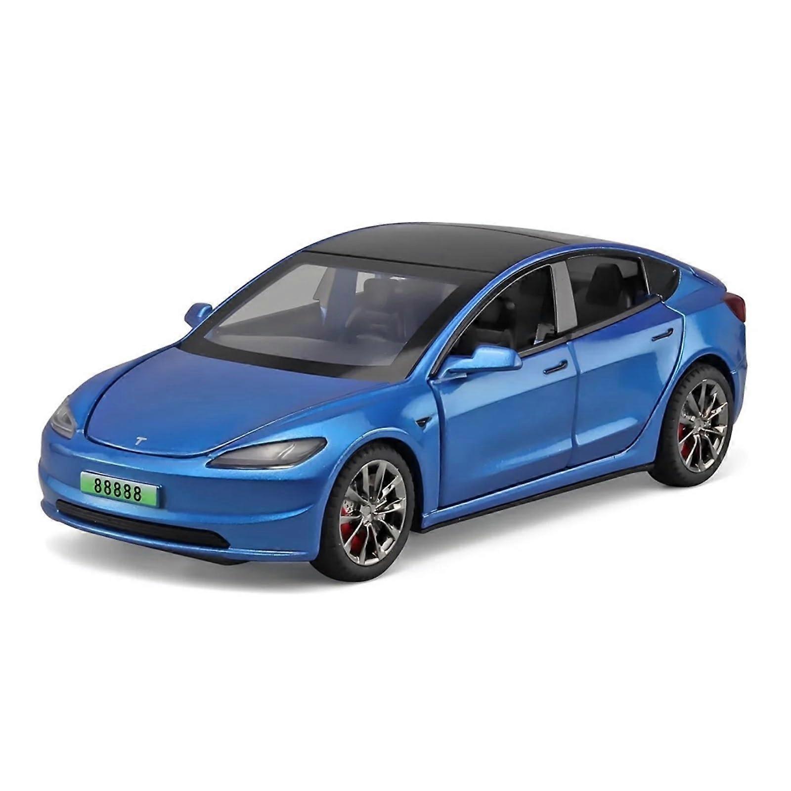Tesla Model 3 1:32 Scale Miniature Alloy DieCast Model Car (Blue)