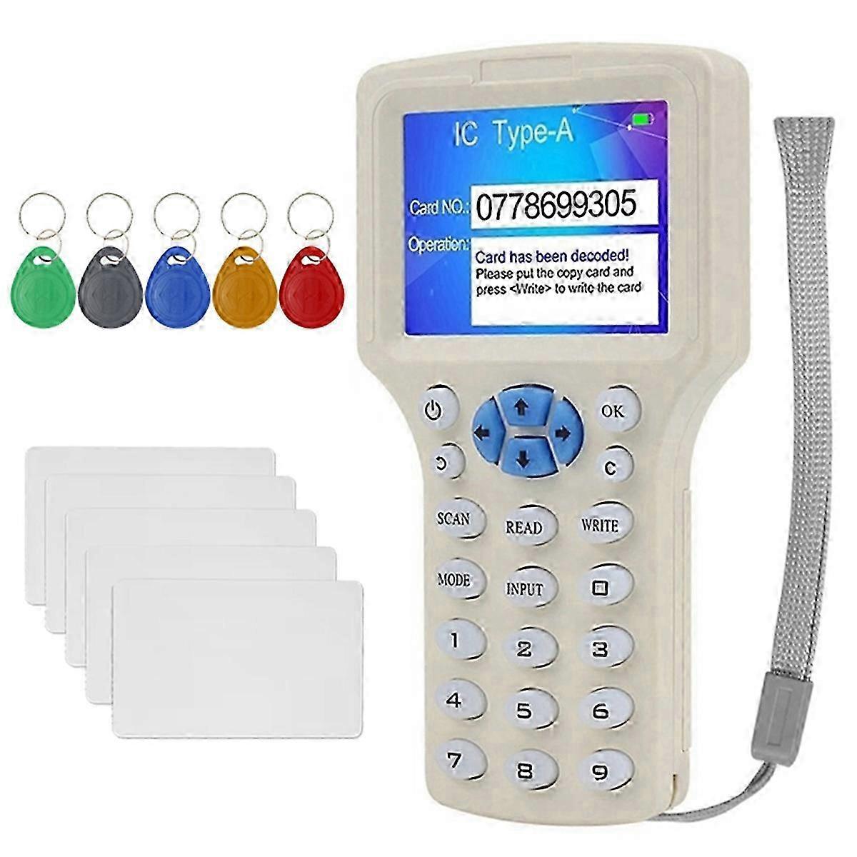RFID NFC Smart Card Reader with 5 Keychains/Card Duplicator 125K 13.56MHz IC/ID Key Writer