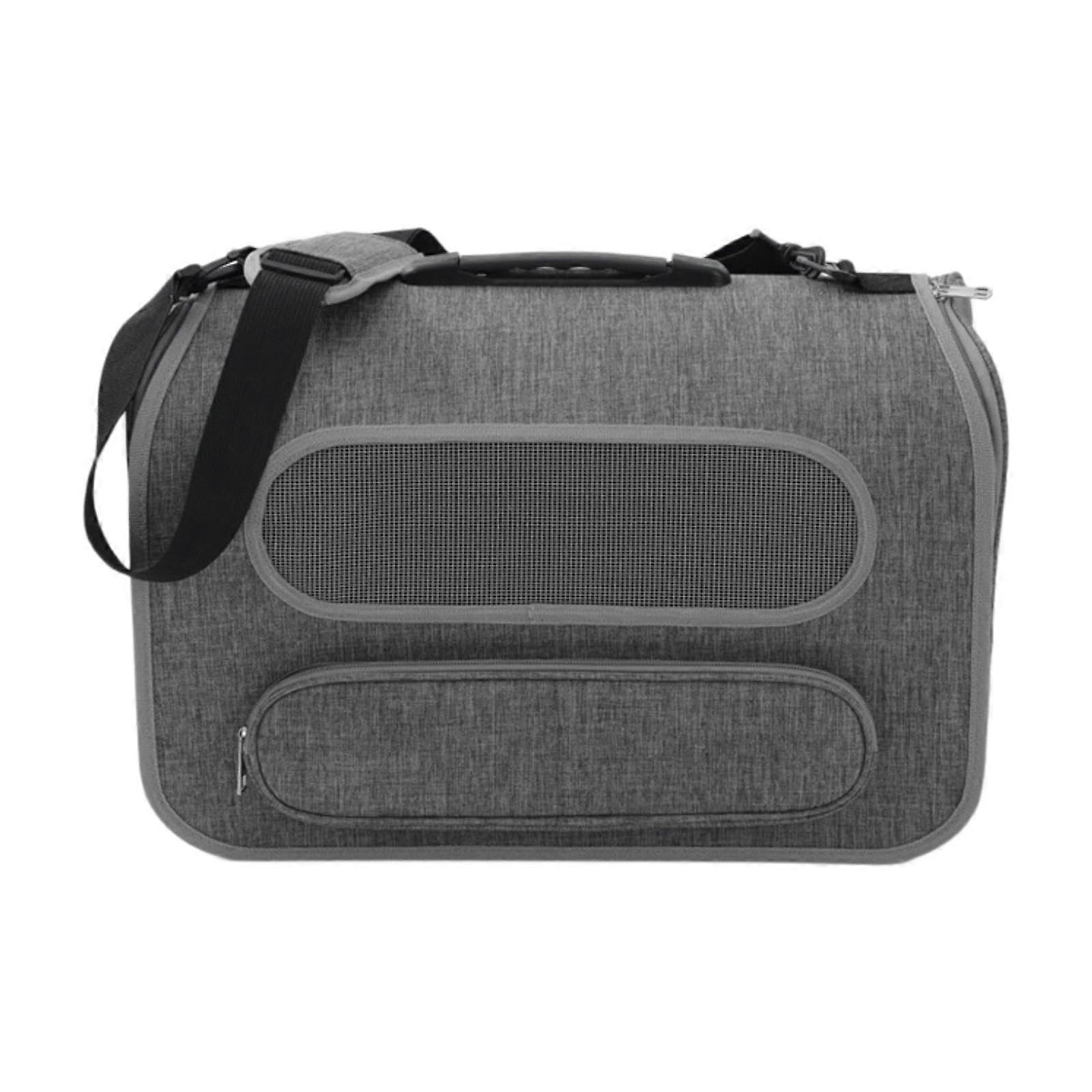 Breathable Dog Travel Bag, Portable Cat Carrier with Soft Sides and Handle, Grey, Ideal for House Cats and Travel