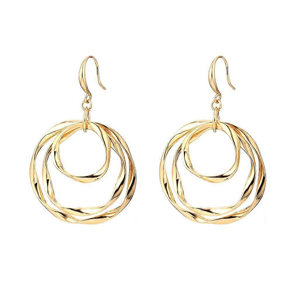 Geometric THREEHoop Earrings Korean Version of the ThreeColor Exaggerated Ear Hooks, Alloy Earrings Women's Earrings