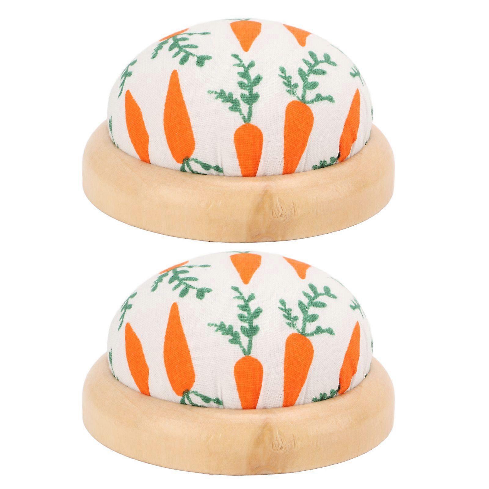 2025 Latest Model 2Pcs Sewing Pin Cushion Wooden Base Hands Free Portable