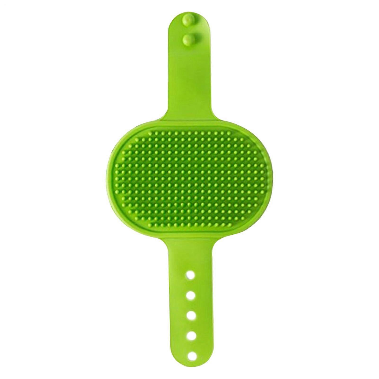Cat grooming brush Silicone massage tool Adjustable comb for dry and wet use, Green