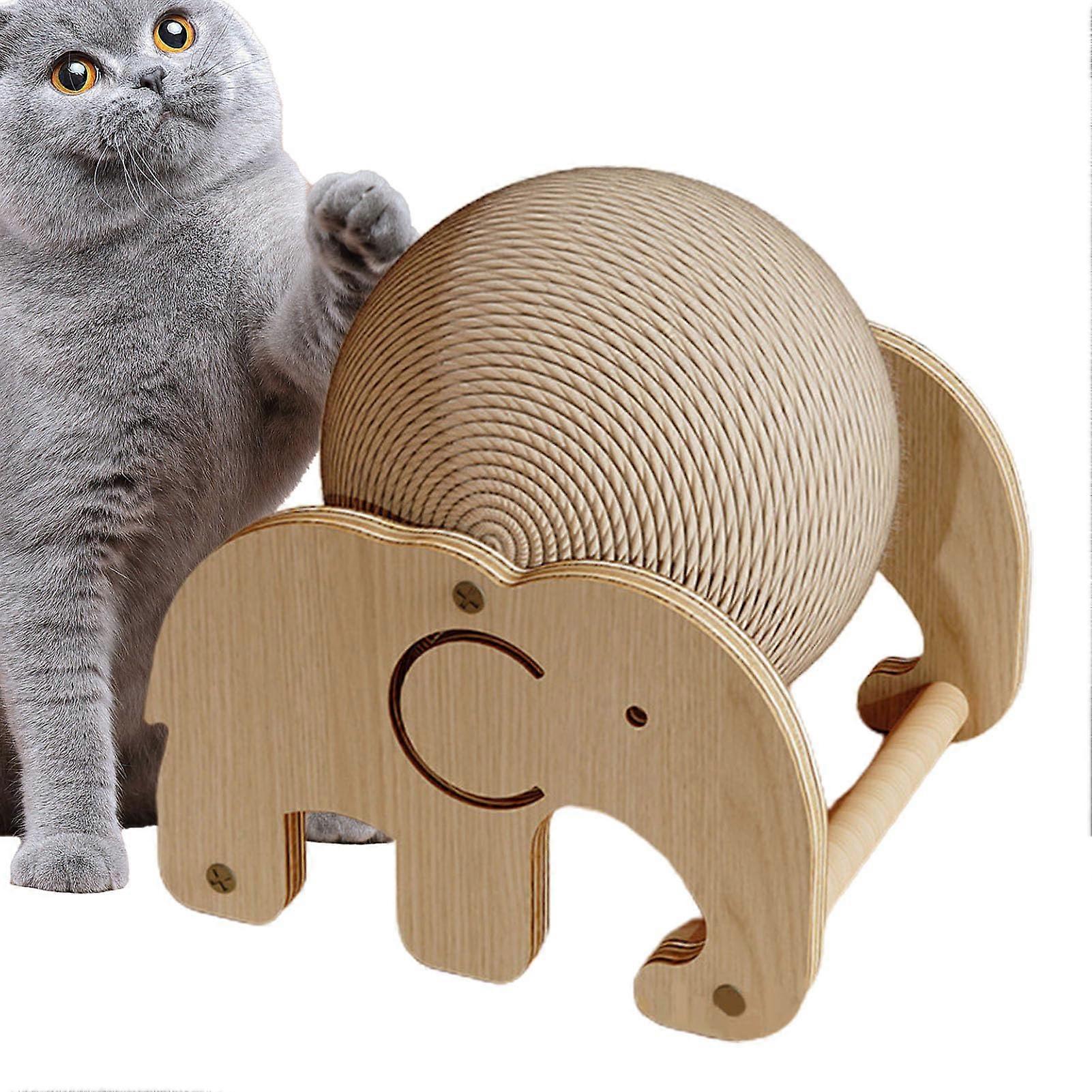 Sisal Cat Scratch Ball Toy, Interactive Non-Slip Indoor Plaything for Cats and Rabbits, Natural Material, Elephant Style