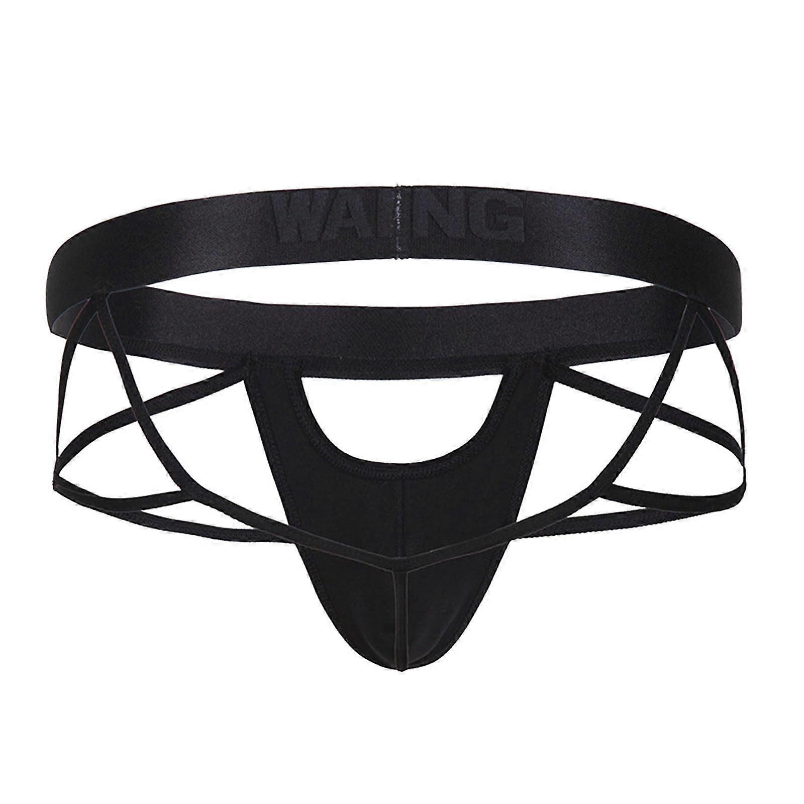 Stylish Men's Underwear Thong With Colored Lace Trim Triangle Pouch Fun Pocket Red and Dark Gray Size M