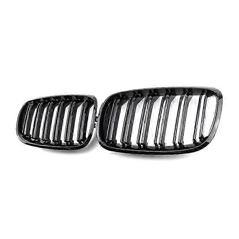 2Pcs Car Style Gloss Black Front Kidney Double Slat Grill Grille for Vehicles Compatible with BMW X5 E70 2007-2013 X6 E71 E72 2008-2014 Car