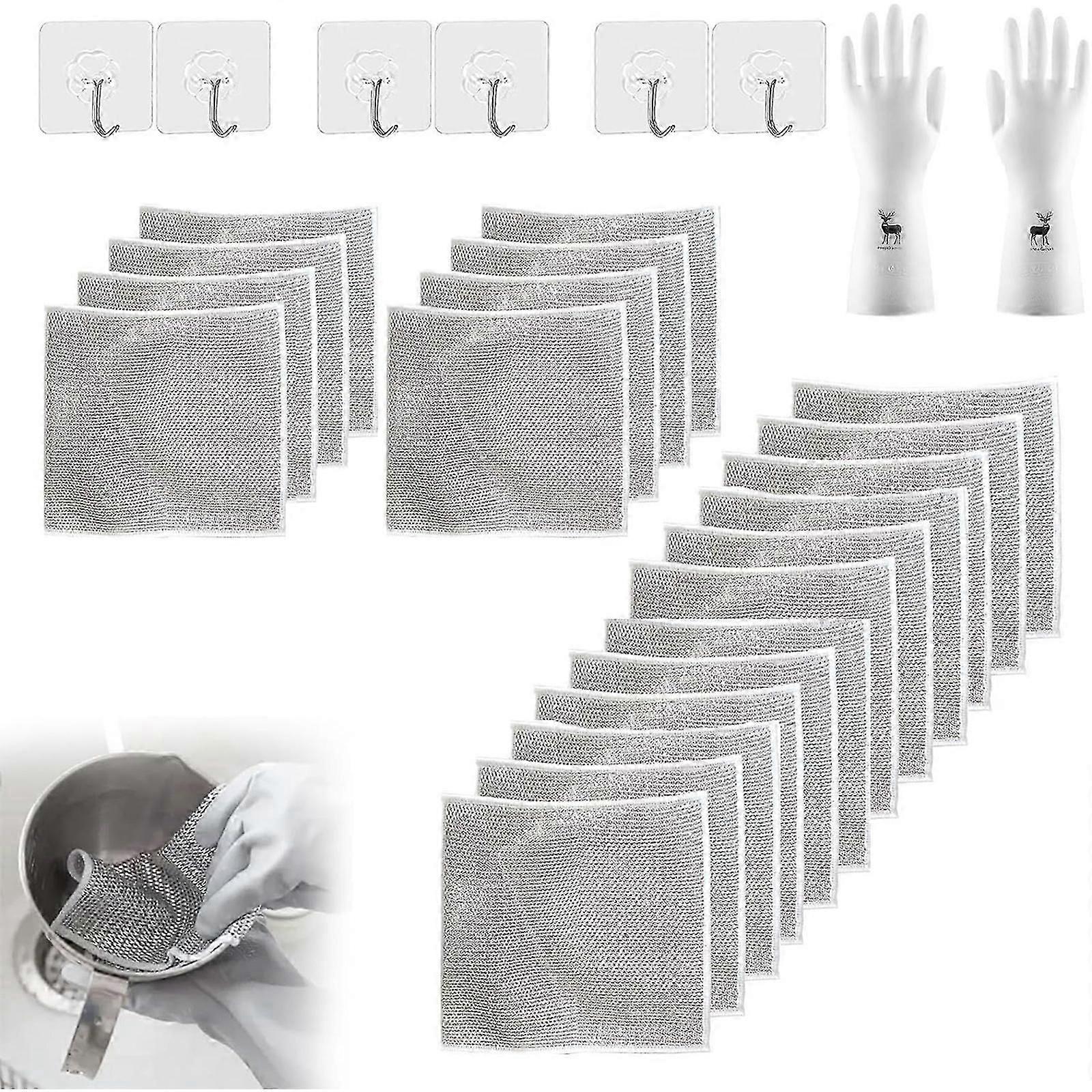 قماشة صحون سلكية متعددة الوظائف غير قابلة للخدش ، خرق غسيل الصحون السلكية متعددة الأغراض للرطب والجاف ، الدعك والتنظيف للأطباق ، الأحواض ، العدادات ، الموقد العلوي