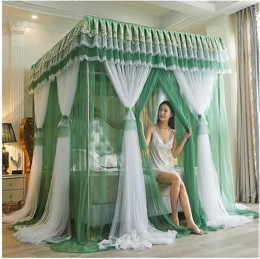 European Bedspread with Mosquito Net for Princess and Double Rooms, Green Color Options, Size 180x220cm/71x87inch