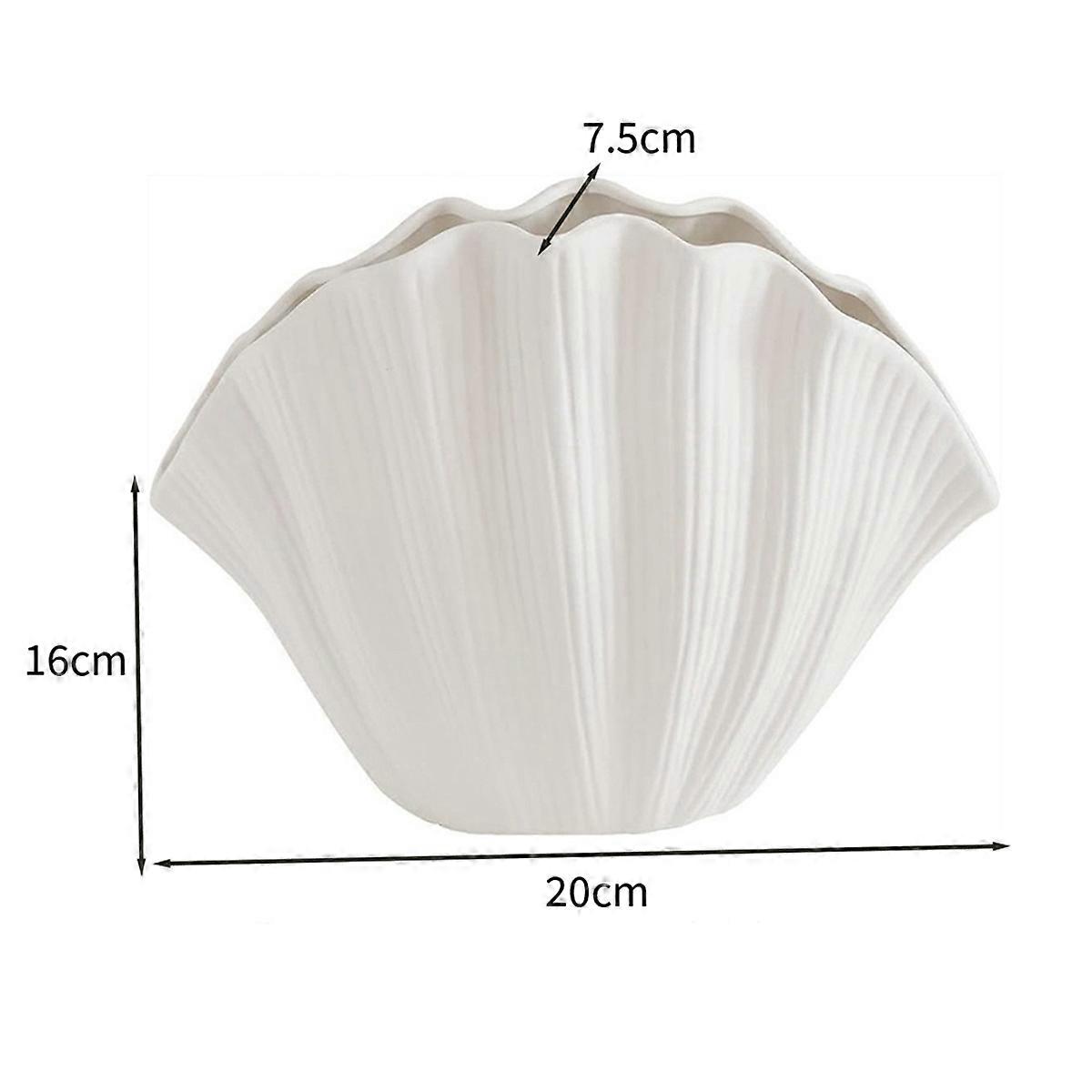 Shell Shaped Ceramic Vase Home Decor Tableware Flower Arrangement, A