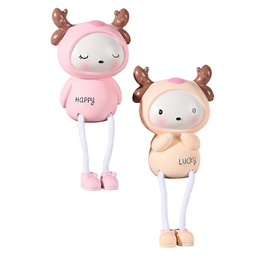 Hanging Legs Deer Adornment Resin Craft Ornament Office Ornaments 8.5X6.5CM 2Pcs