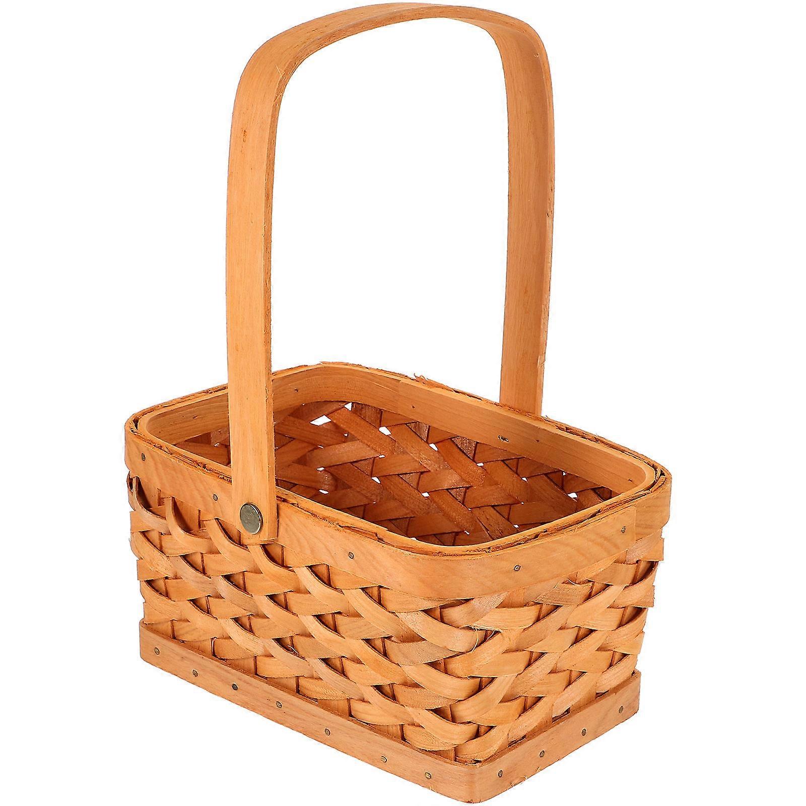 Woven Basket with Handles Storage Basket Khaki Color Rectangular Shape Durable Material For Outdoor Enthusiasts 1Set