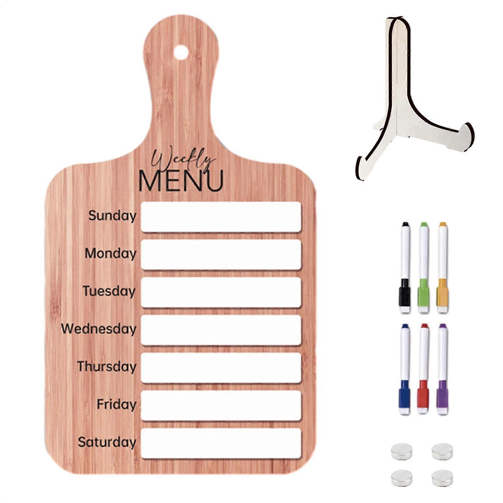 Weekly Meal Prep Board, Magnetic Planner for Kitchen, Includes 6 Markers