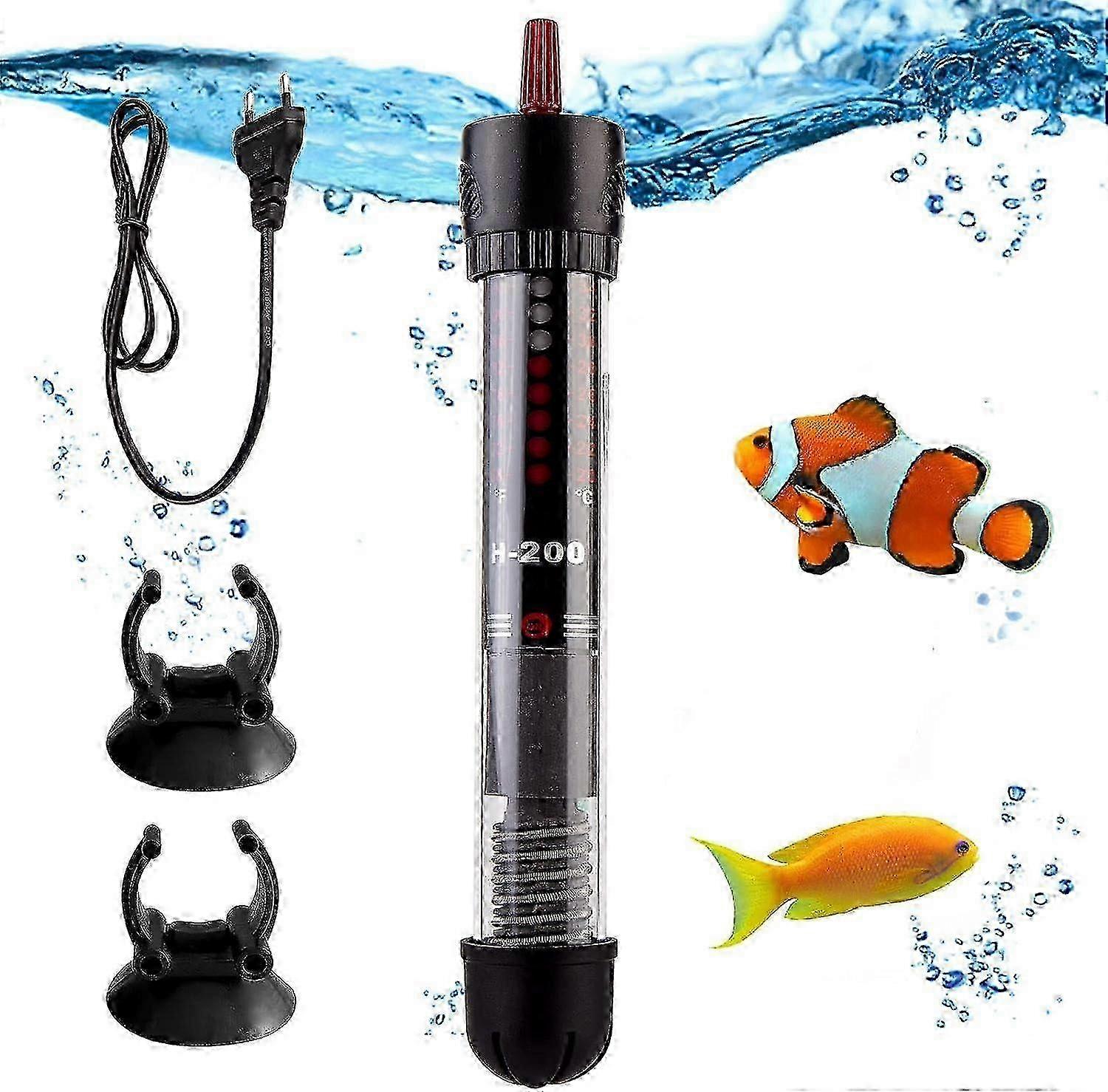 Adjustable Aquarium Heater with Thermostat and Suction Cups for Fish Tanks up to 60L and 50W