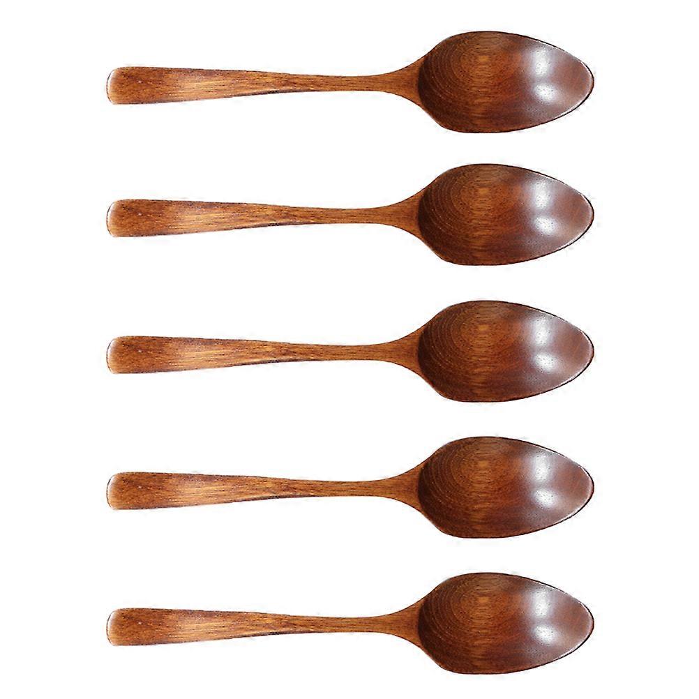 Eating Spoons Wooden Spoons Long Handle For present Giving NonScratch 5Pcs