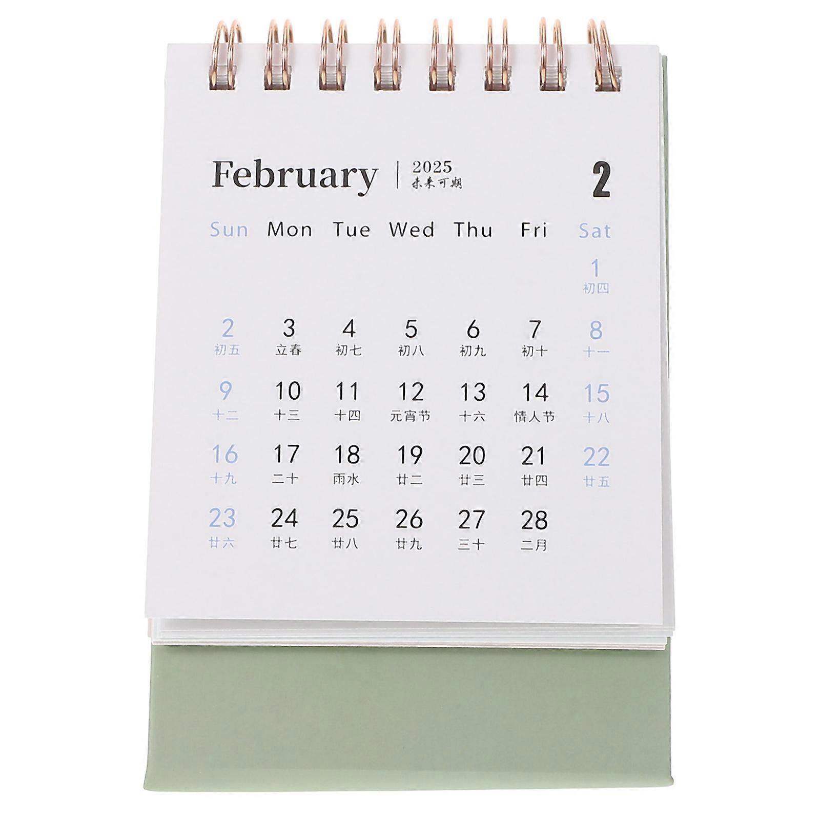 Mini Desk Calendar with Spiral Binding, Portable Decorative Desktop Calendar for Home Office, Sturdy Standing Holder for Daily Planning and