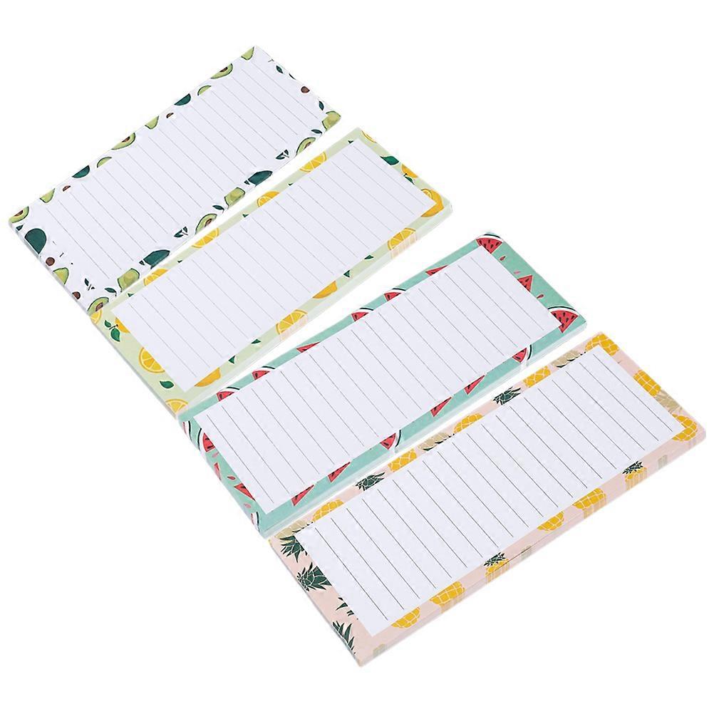4pcs Magnetic Notepad for Refrigerator, Grocery List Memo Pads with Cute Fruit Designs – Watermelon, Pineapple, Avocado for Home and Office