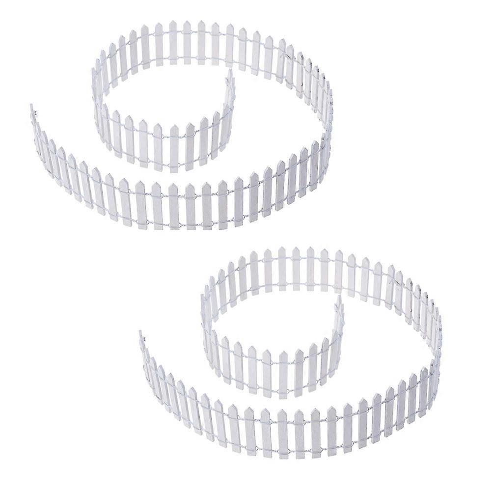 White Miniature Fence for Decor Made of Synthetic Material with Flexible Design 2Pcs