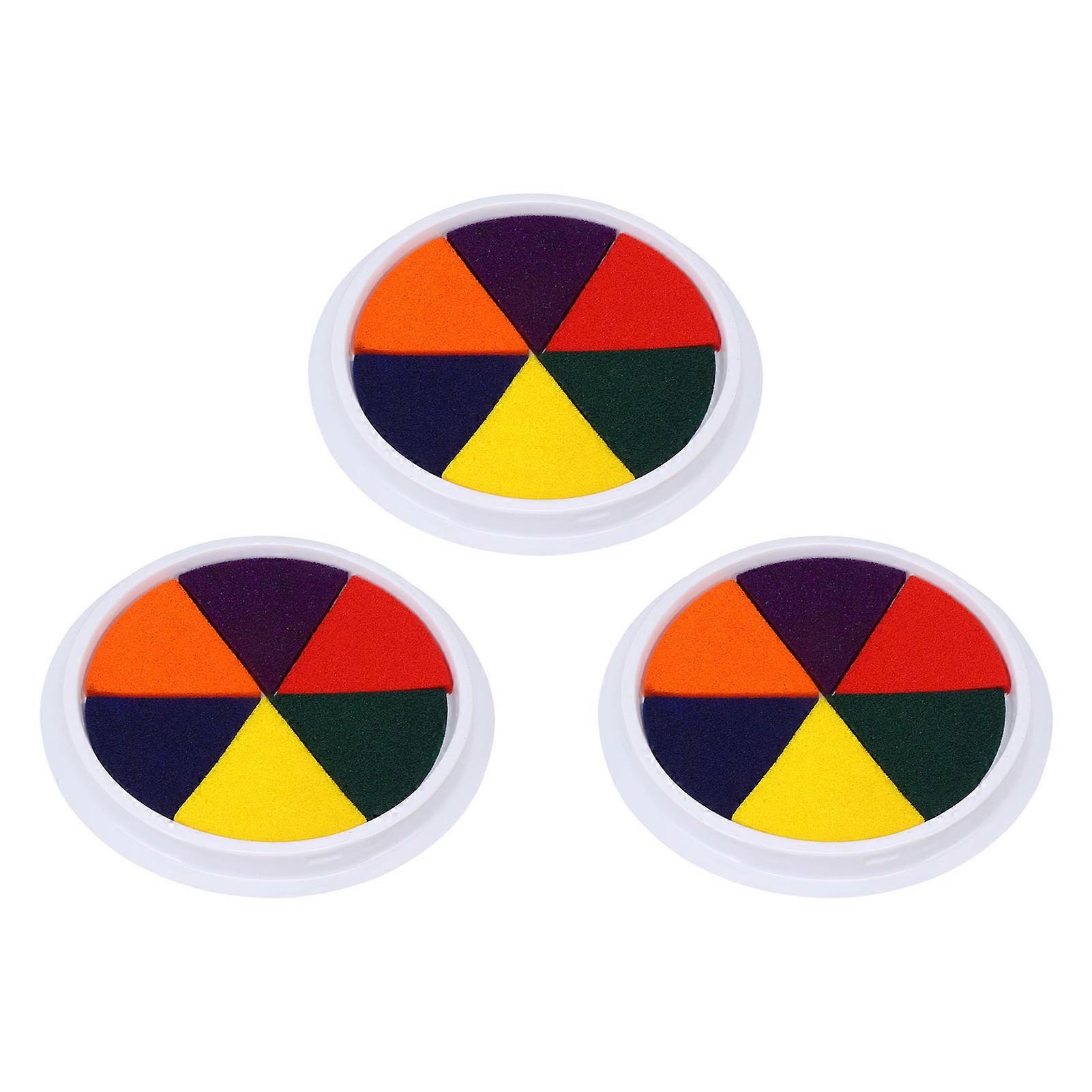 3Pcs Ink Pads 6 Colors Washable Round Stamp Pads for Finger Painting Crafts Projects 