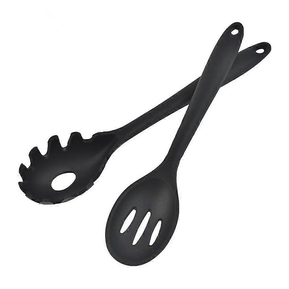 Noodle Strainer Spoon Cooking Spoon Multi-Function Black 28.5 X 5.8 Cm 2Pcs