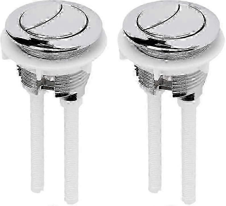 Dual Flush Chrome Push Button Set for Toilet Water Tank, 2 Pieces