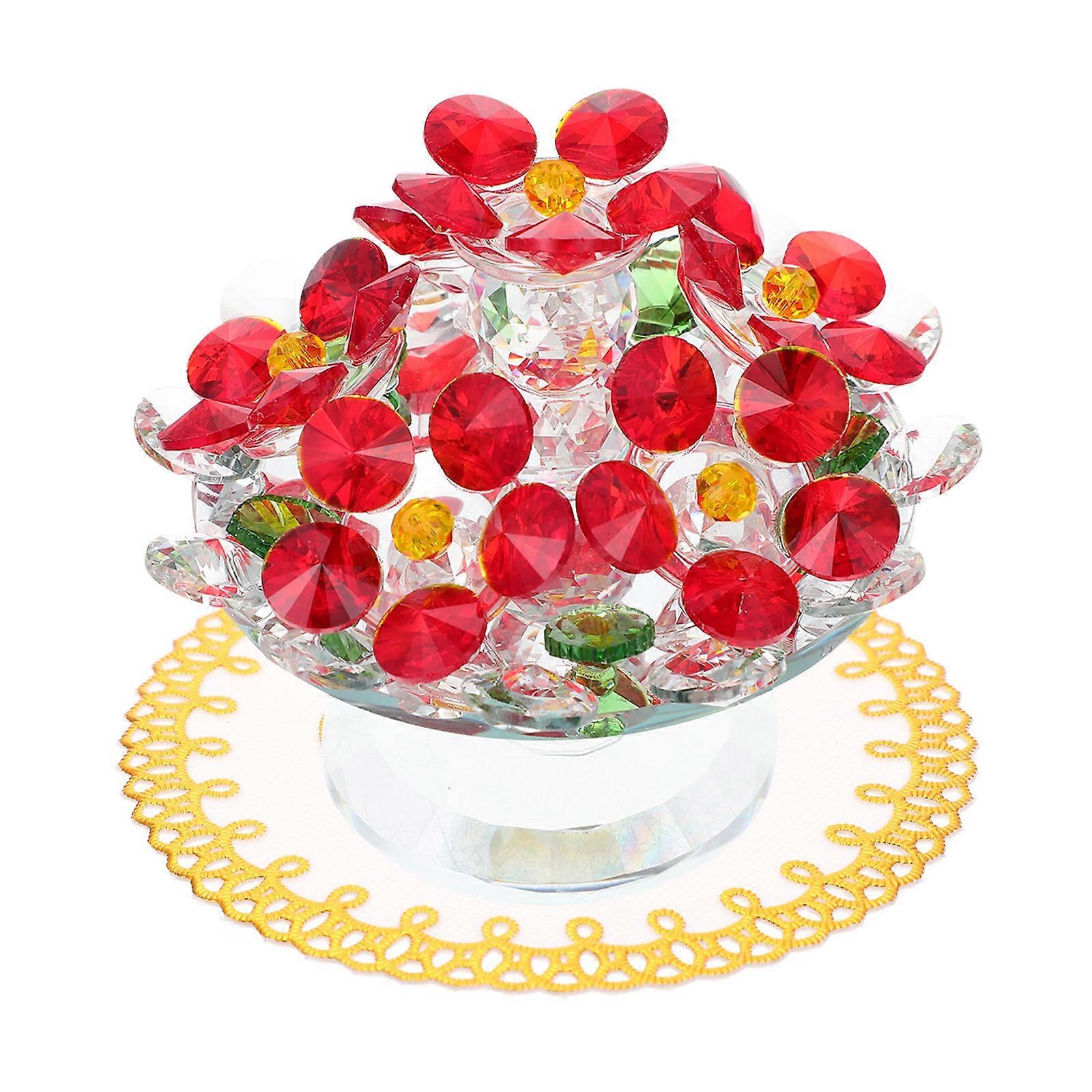 Crystal Craft Decor Simple Lines Crystal Ornament Home Decor 3.9×4.3×4.3in Photography Prop 1Pack