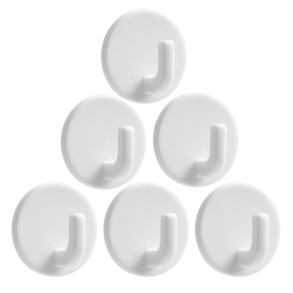 Adhesive Hooks for Home Use Wall Mount Storage Rack ABS Material White Color 6 Pieces