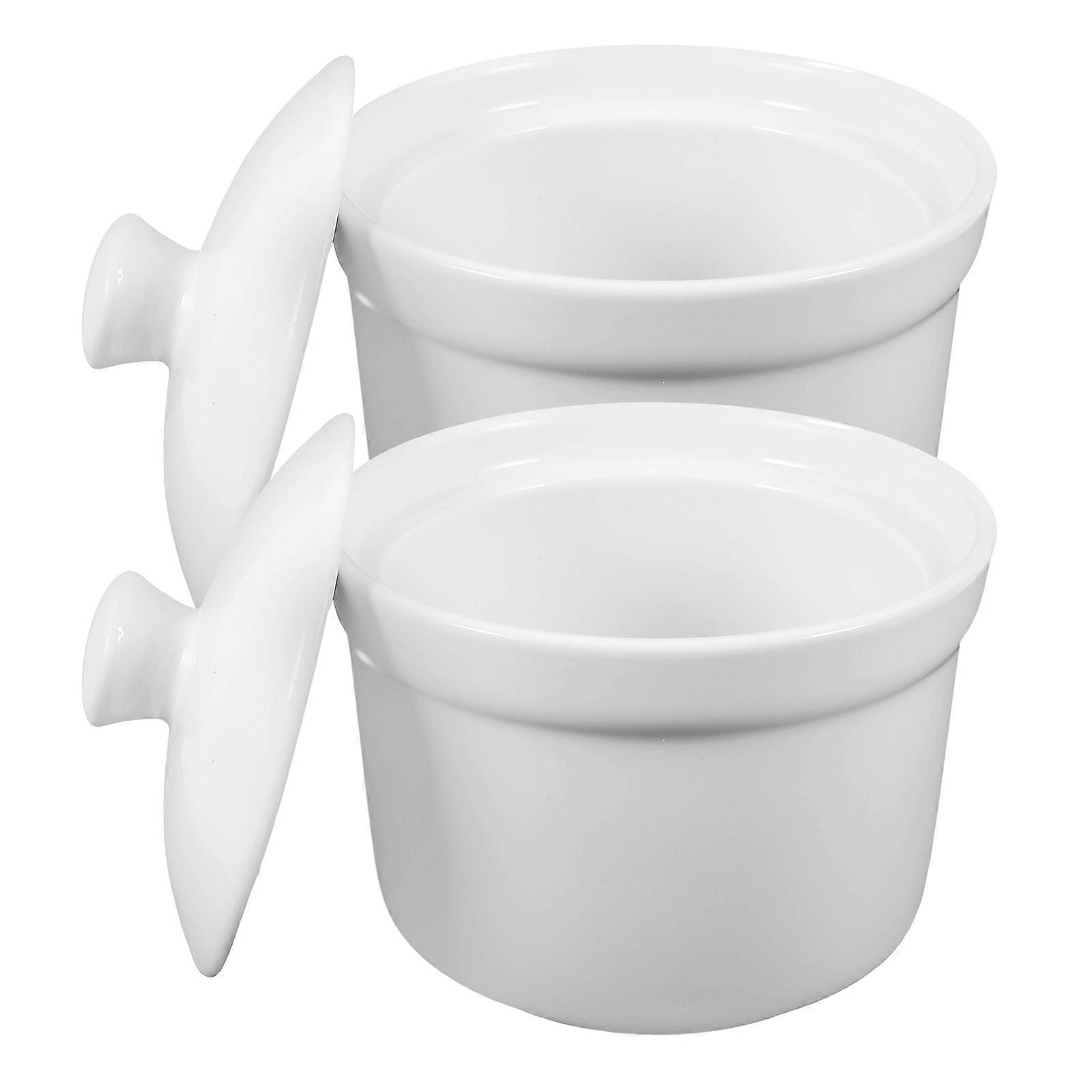 Ceramic Stew Pot with Lid for Kitchen Use and 2pcs 5.9 Inch