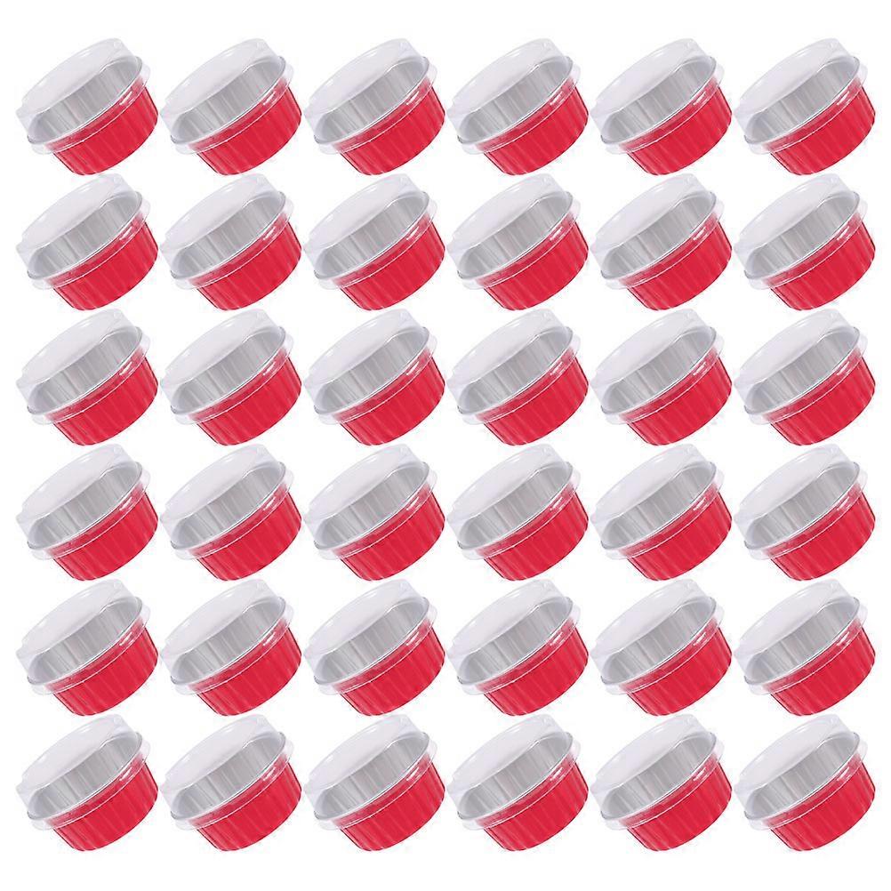 Cupcake Baking Cups Aluminum Foil Baking Cups Family Gathering Red Capacity 125ml Oven-safe 50Pcs