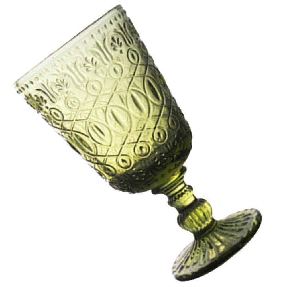 Elegant Retro Embossed Wine Goblet Glass Cup for Home Party Decorative Drinking for Wine Iced Tea