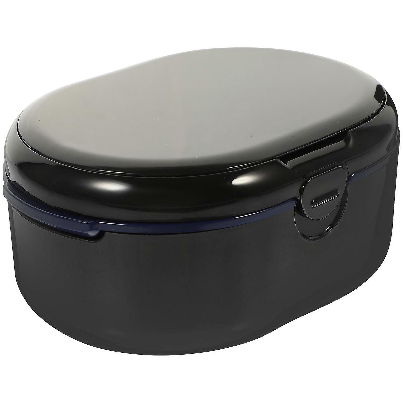 Portable Denture Box for Orthodontic Retainers Storage Made of ABS Black Dustproof and Scratch Resistant 4.5 x 3.2 x 2.1 inches