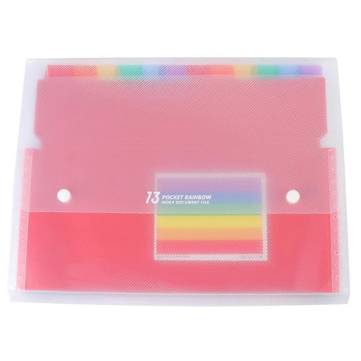 Classifying File Folder with 2 Snap Fasteners Rainbow Document Folders Expandable File Bag Portable File Organizer (13 Pockets)