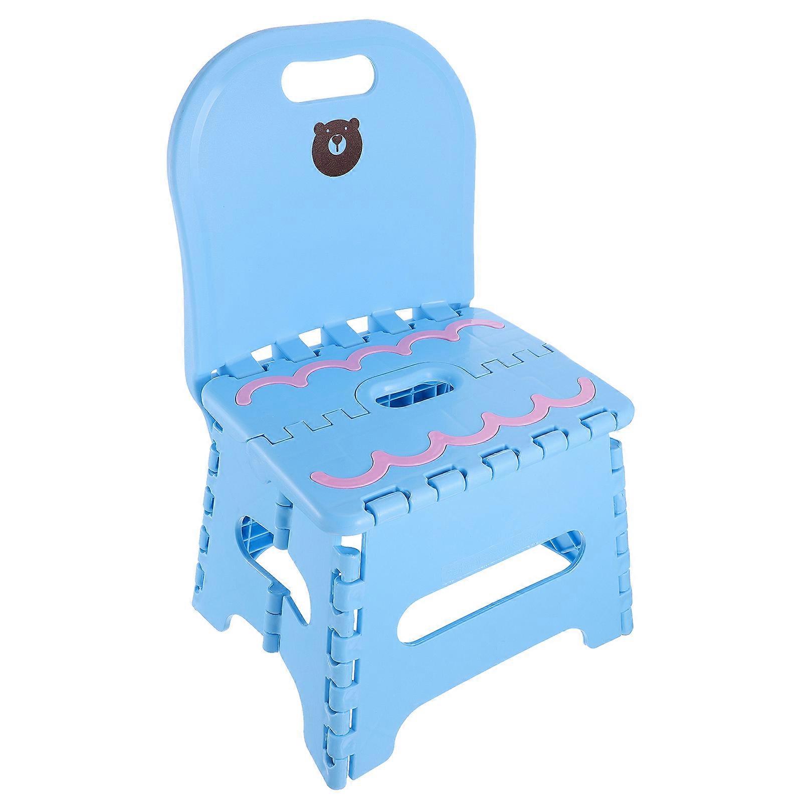 Portable Folding Chair for Home Use Blue Plastic Material with Back Support 12.5 Inches High