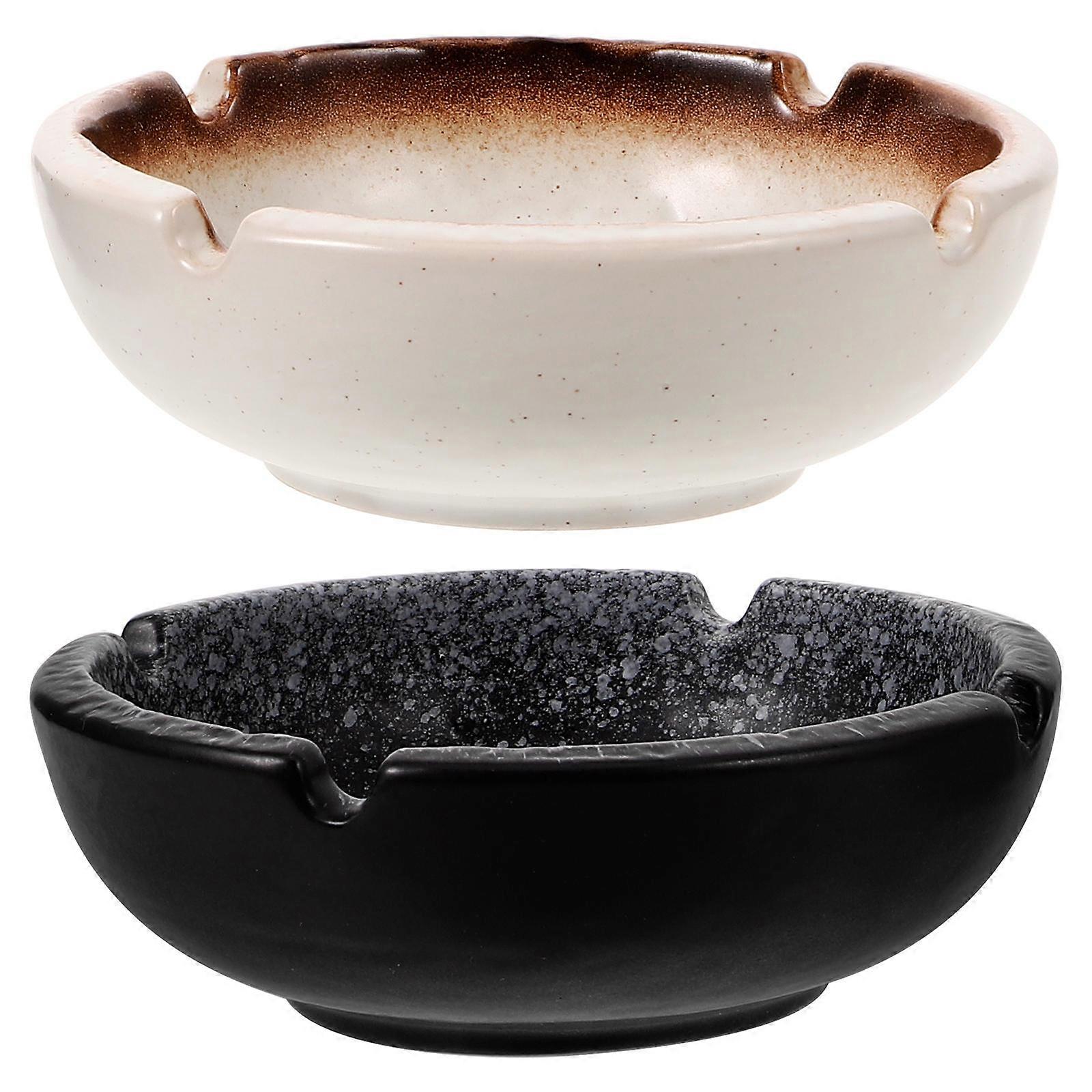 Retro Japanese Style Ceramic Ashtray Multi Use Thickened Design Elegant Smoking Holder for Home Office Hotel Indoor Outdoor Decor