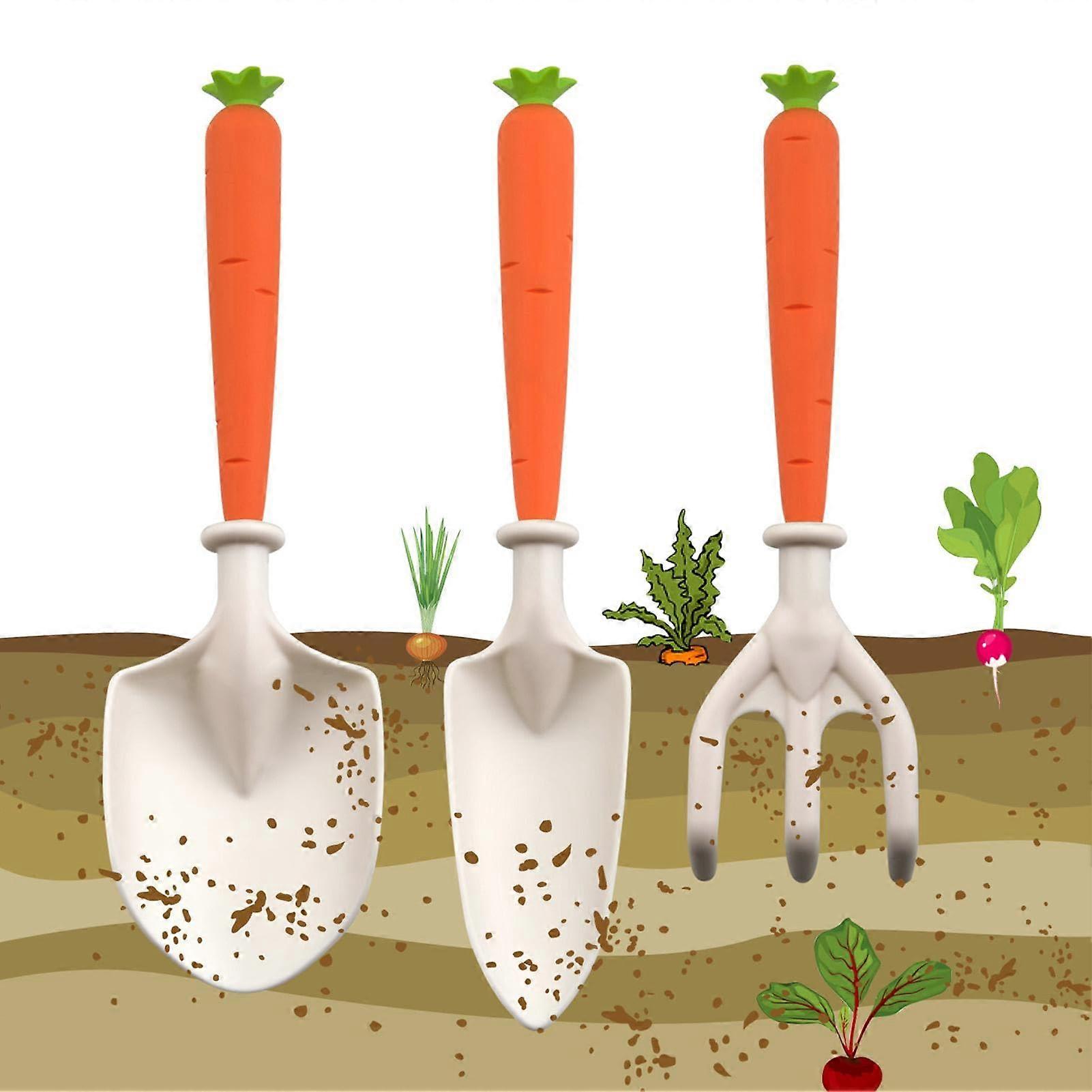 Gardening Tools For Kids Garden Tool Set With Carrot Handle Durable Shovel And Trowel Portable Ground Planting Tools