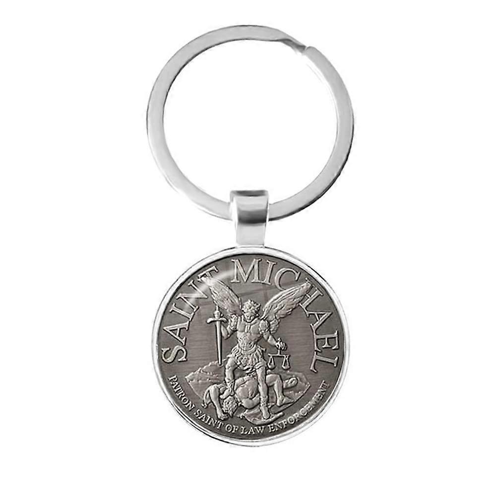 Saint Michael Keychain with Key Ring for Men and Women, Religious Archangel Key Holder for Car Keys, Backpack, Wallet