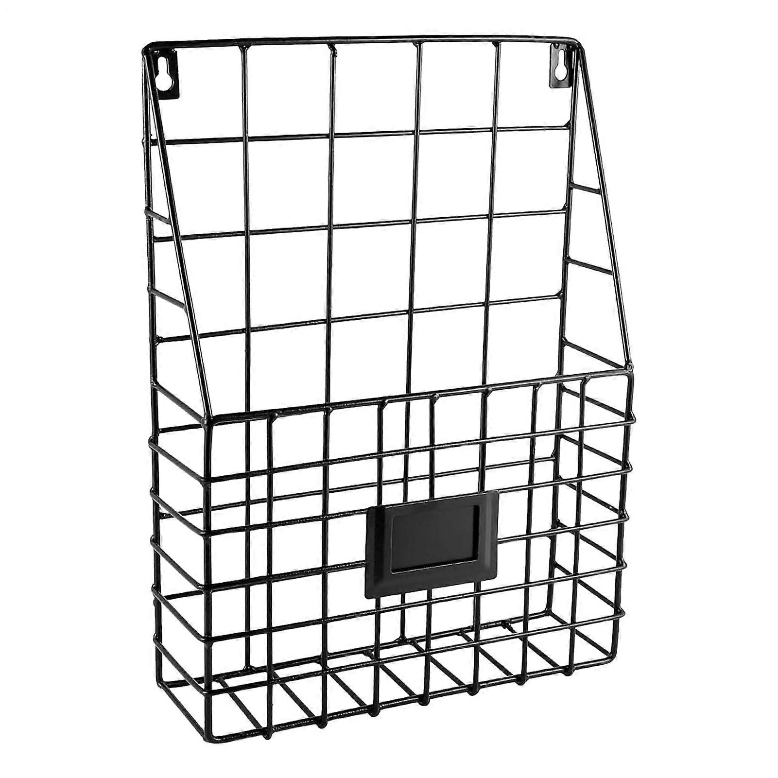 Wall-Mounted Document Holder - Modern Document Organizer with Storage Shelf for Office, Home, Kitchen, and Bathroom