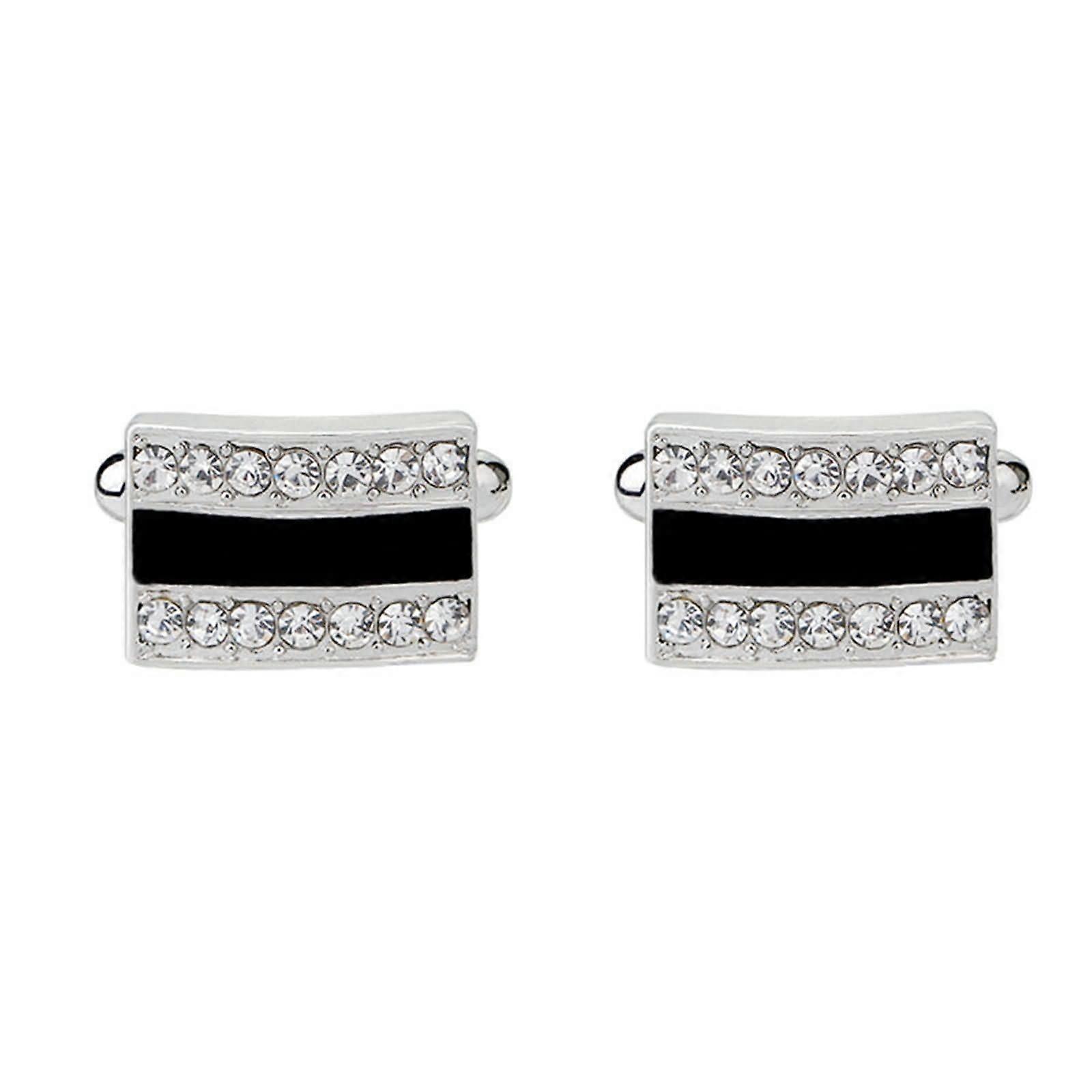 Men's Groom Cufflinks Alloy Cufflinks Rectangle with Cubic Zirconia Shirt Cufflinks Men's Silver, Metal, Cubic Zirconia